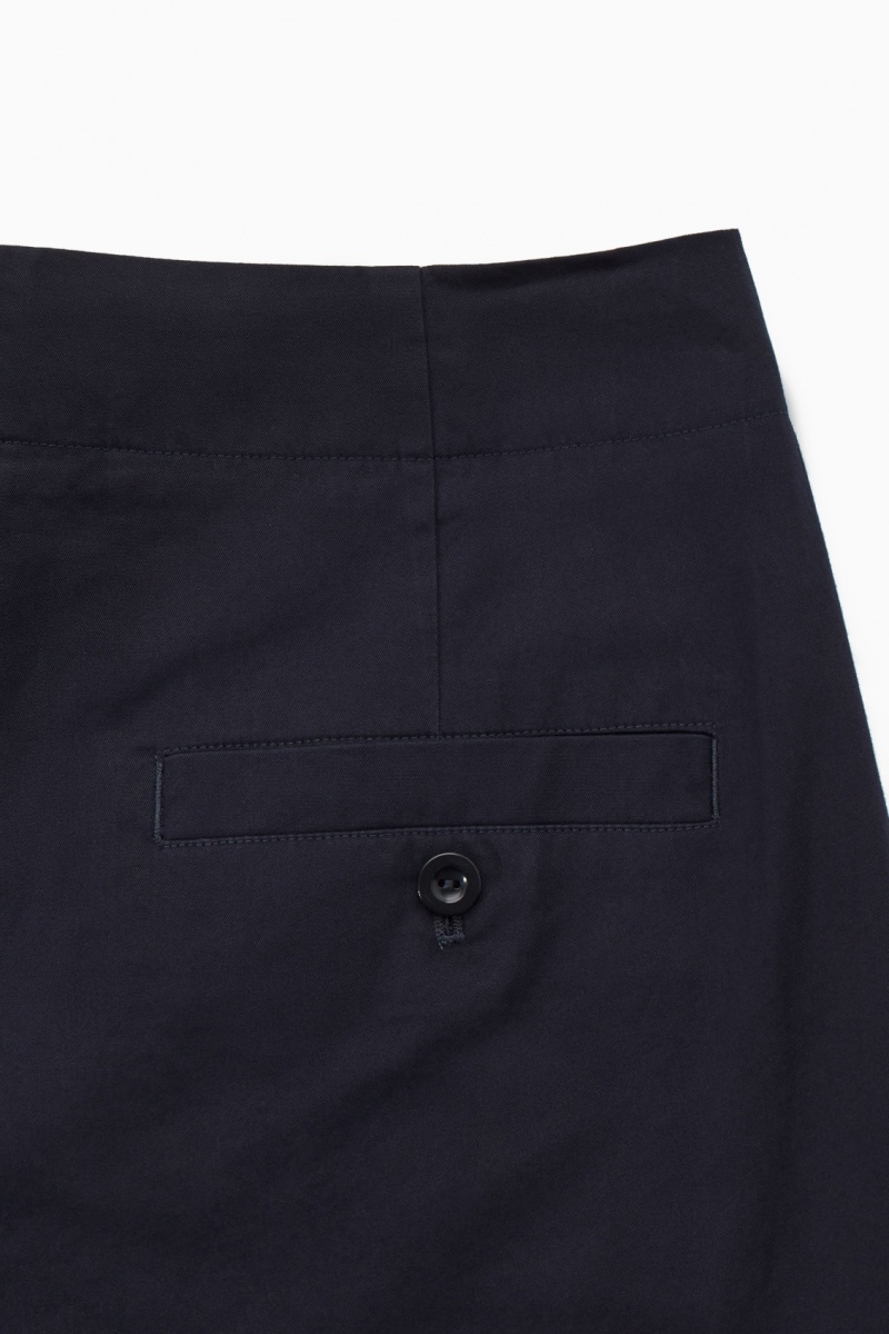 COS Redőzött Barrel-Leg Twill Chino Nadrág Női Sötétkék | SIYC-60182