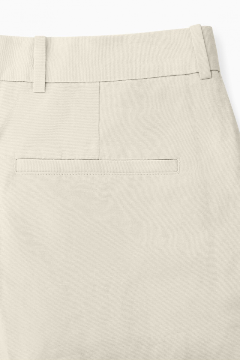 COS Redőzött Egyenes-Leg Linen-Blend Nadrág Férfi Világos Bézs | CFRP-60245