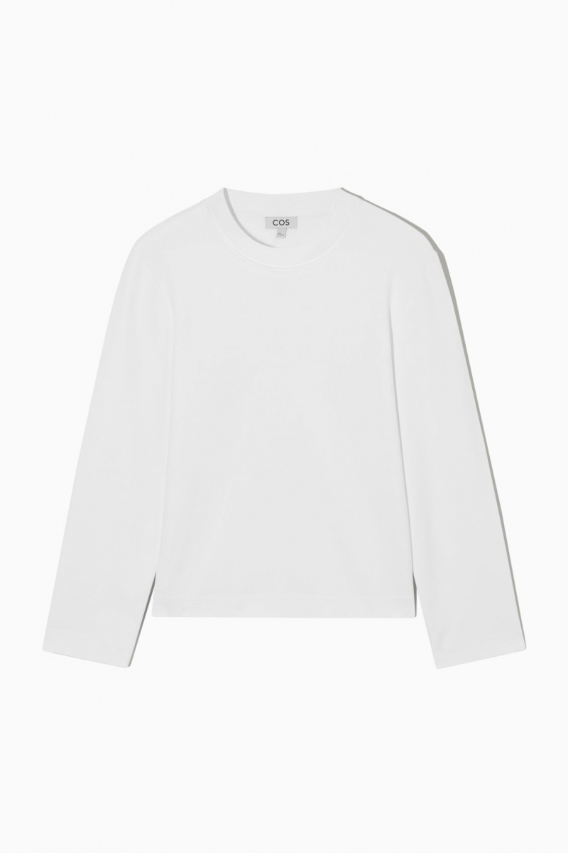 COS Regular-Fit Heavyweight Long-Sleeved Póló Női Fehér | GIKC-41295