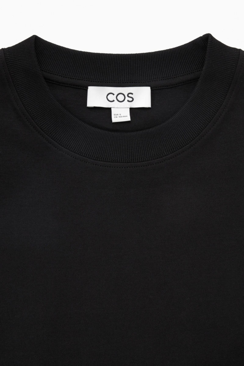 COS Regular-Fit Heavyweight Long-Sleeved Póló Női Fekete | XMDY-03197