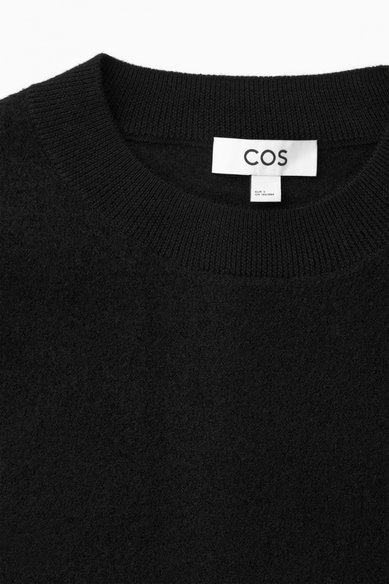 COS Regular-Fit Merino Gyapjú Pulóverek Női Fekete | GNCD-61840