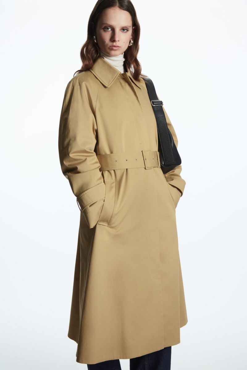 COS Regular-Fit Twill Trench Kabátok Női Bézs | NAKY-64395