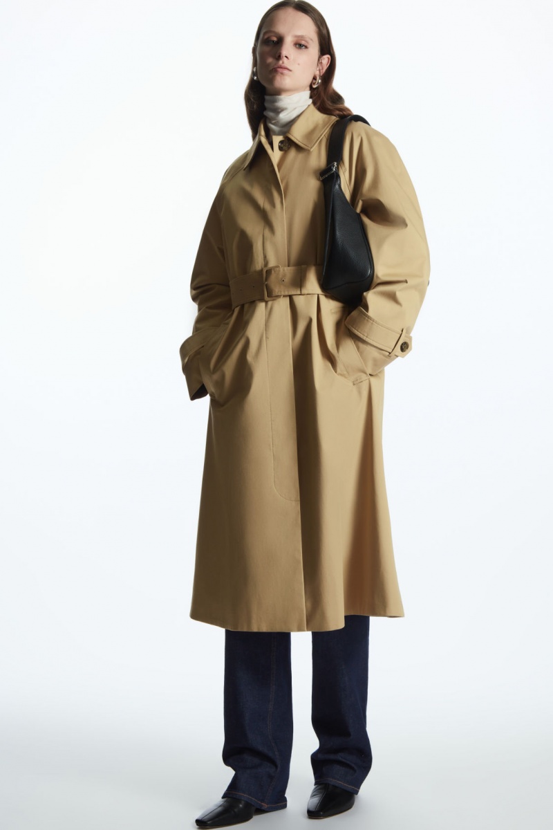 COS Regular-Fit Twill Trench Kabátok Női Bézs | NAKY-64395