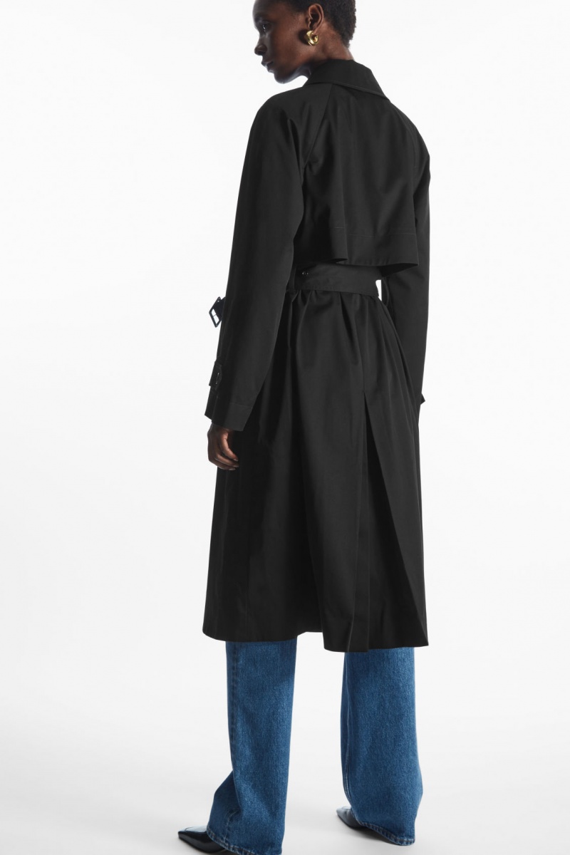 COS Regular-Fit Twill Trench Kabátok Női Fekete | JLZQ-31749