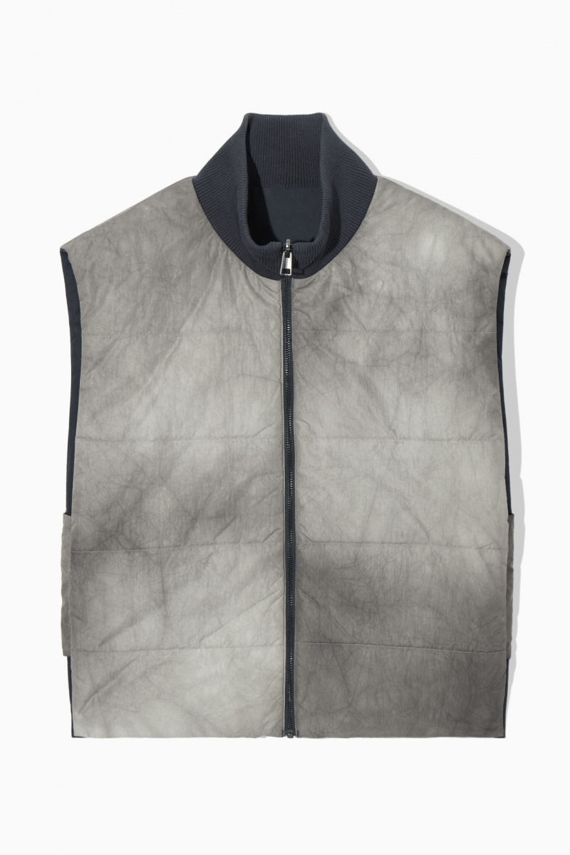 COS Reversible Párnázott Utility Gilet Kabátok Férfi Szürke Sötétkék | AXFR-61408