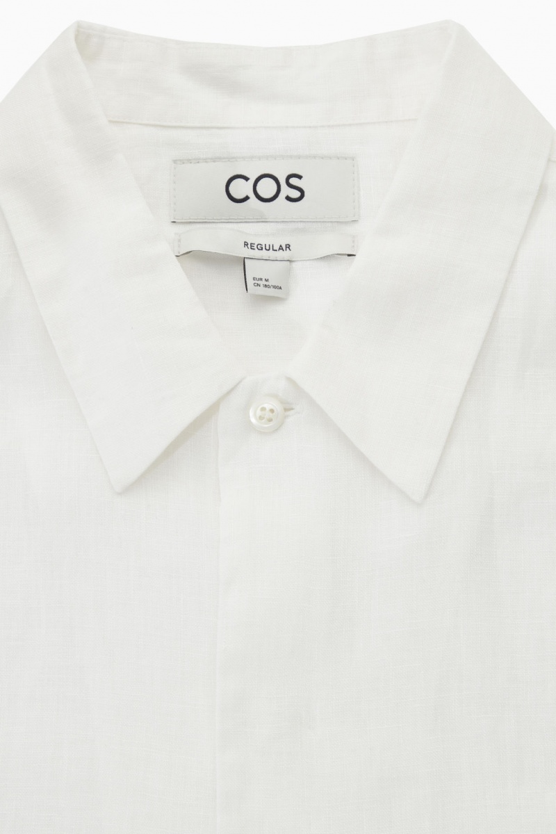 COS Rövid-Sleeved Linen Ingek Férfi Fehér | MWFD-15802