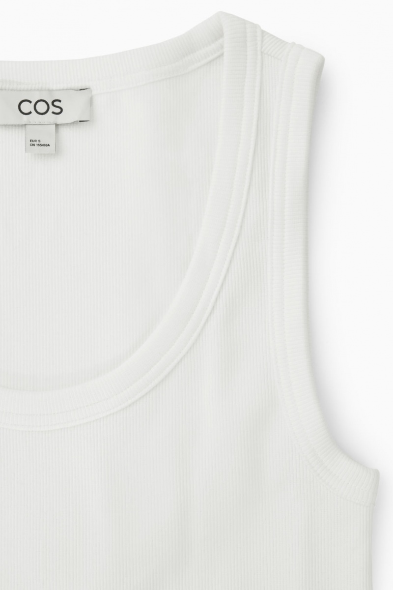 COS Scoop-Neck Bordázott Trikó Női Fehér | JYDQ-70436