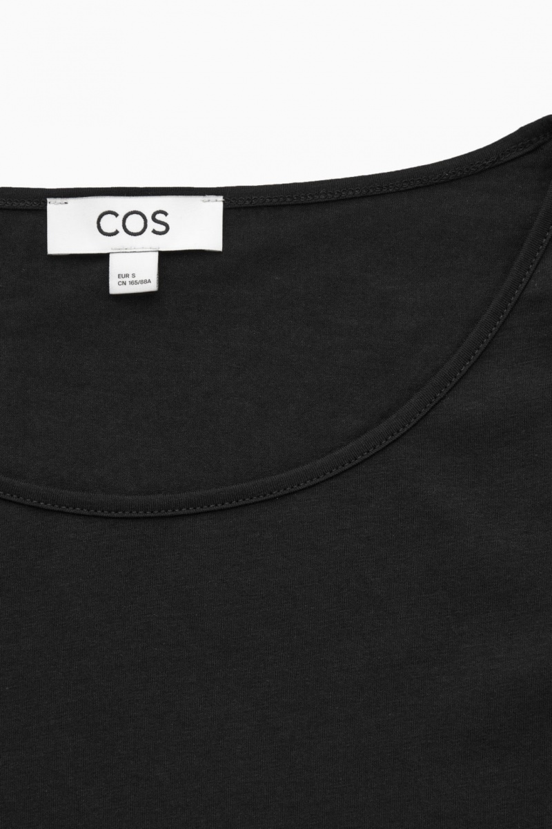 COS Scoop-Neck Long-Sleeved Felsők Női Fekete | ADVZ-19876