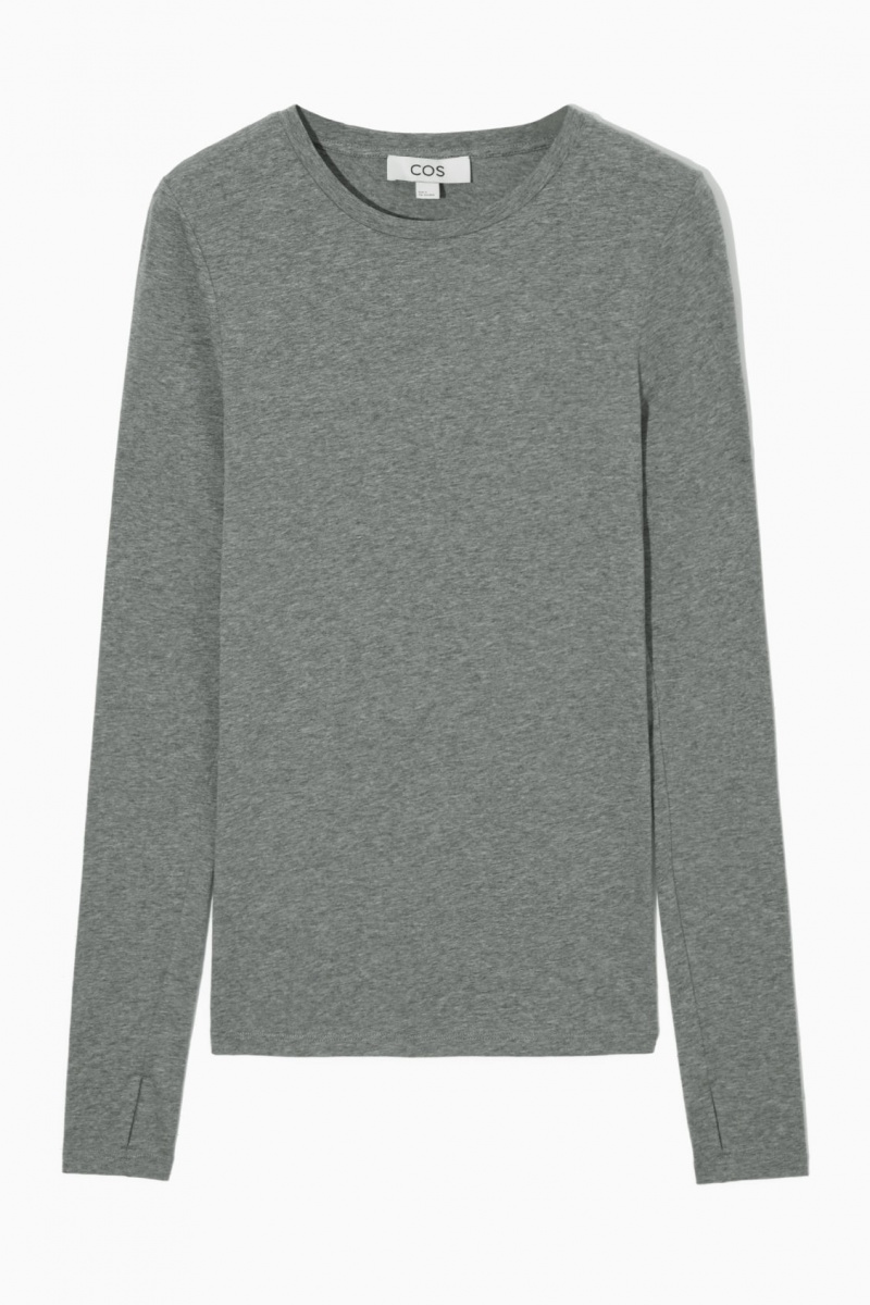 COS Slim-Fit Long-Sleeve Felsők Női Sötétszürke | FUWI-23697