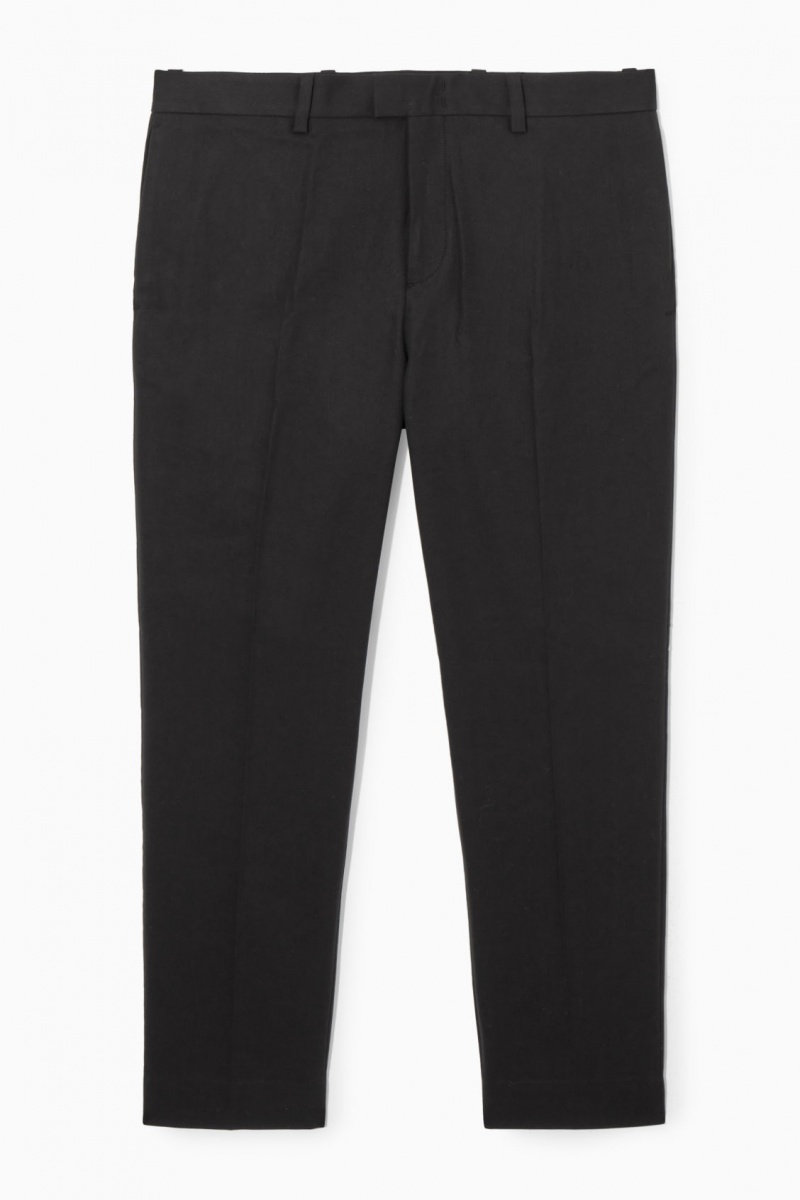 COS Slim-Leg Tailored Pamut Nadrág Férfi Fekete | GVFY-03142