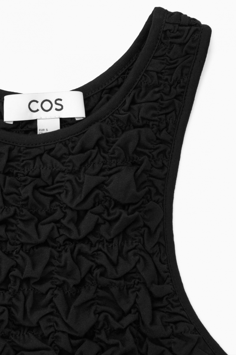 COS Smocked Tank Ruha Női Fekete | JNKI-59840