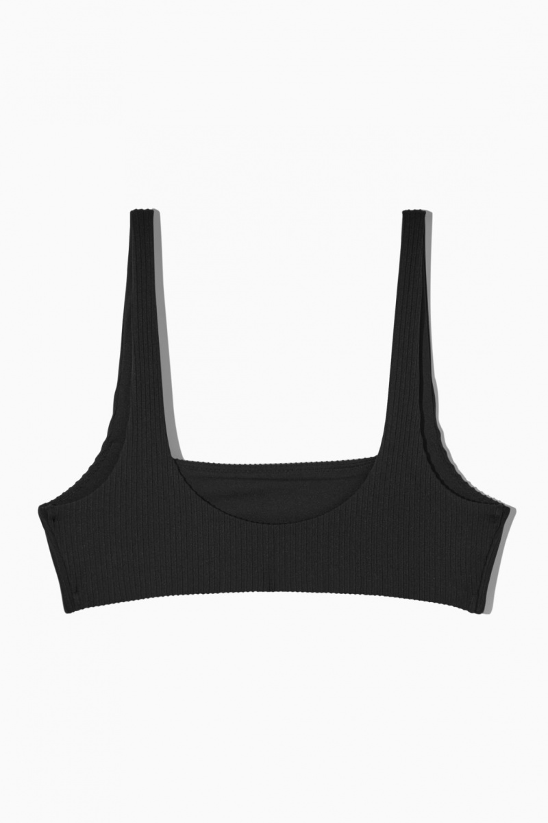 COS Square-Neck Bordázott Bikini Úszóruhák Női Fekete | KMRD-93278