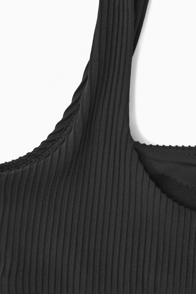 COS Square-Neck Bordázott Bikini Úszóruhák Női Fekete | LMXG-12046