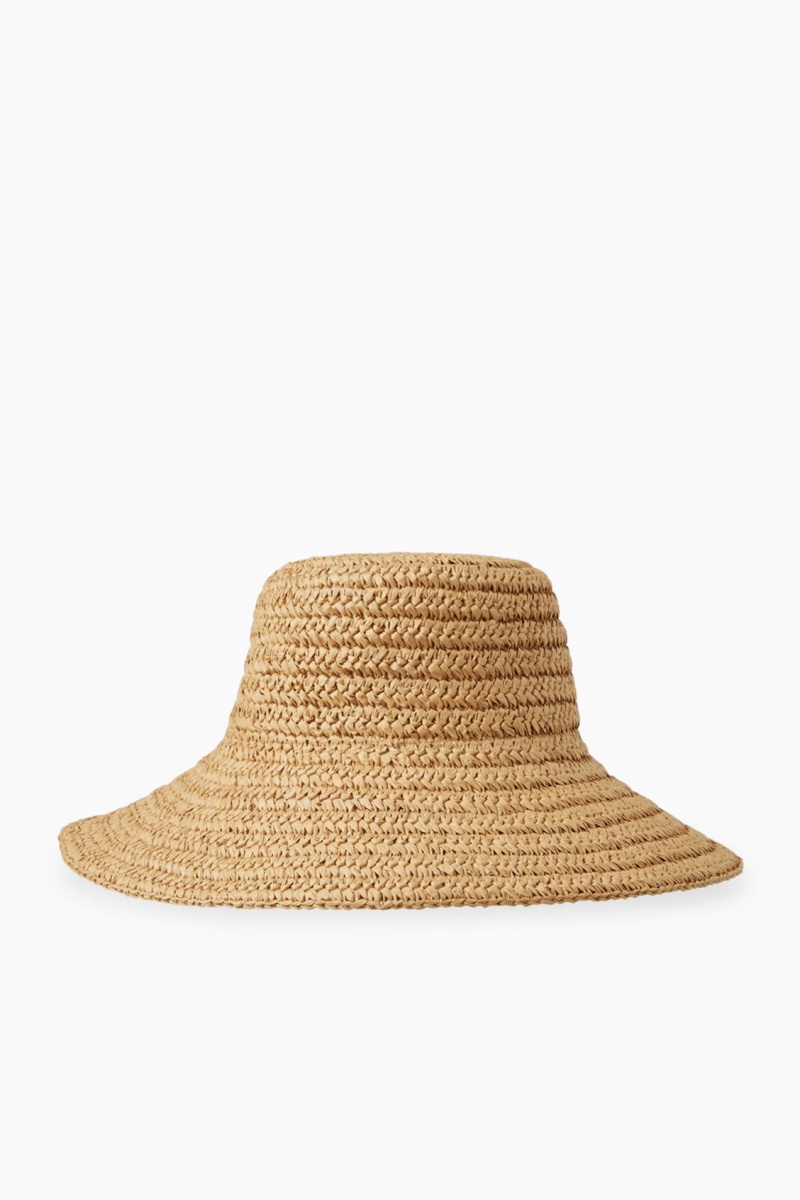 COS Straw Bucket Kalap Női Bézs | ROGN-97150