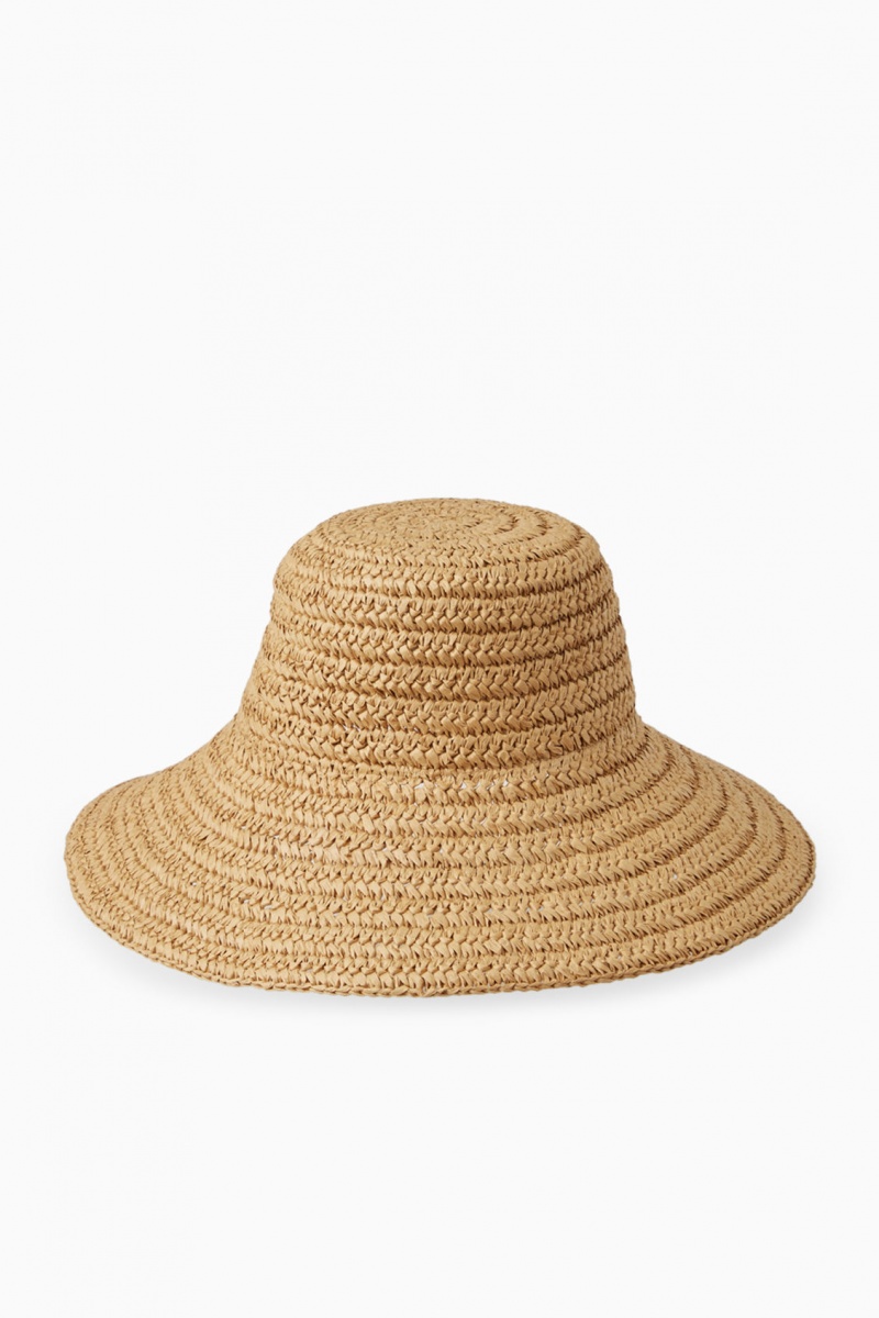 COS Straw Bucket Kalap Női Bézs | ROGN-97150