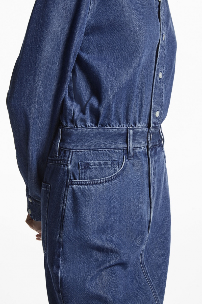 COS Structured Denim Ruha Női Kék | CIVT-26738