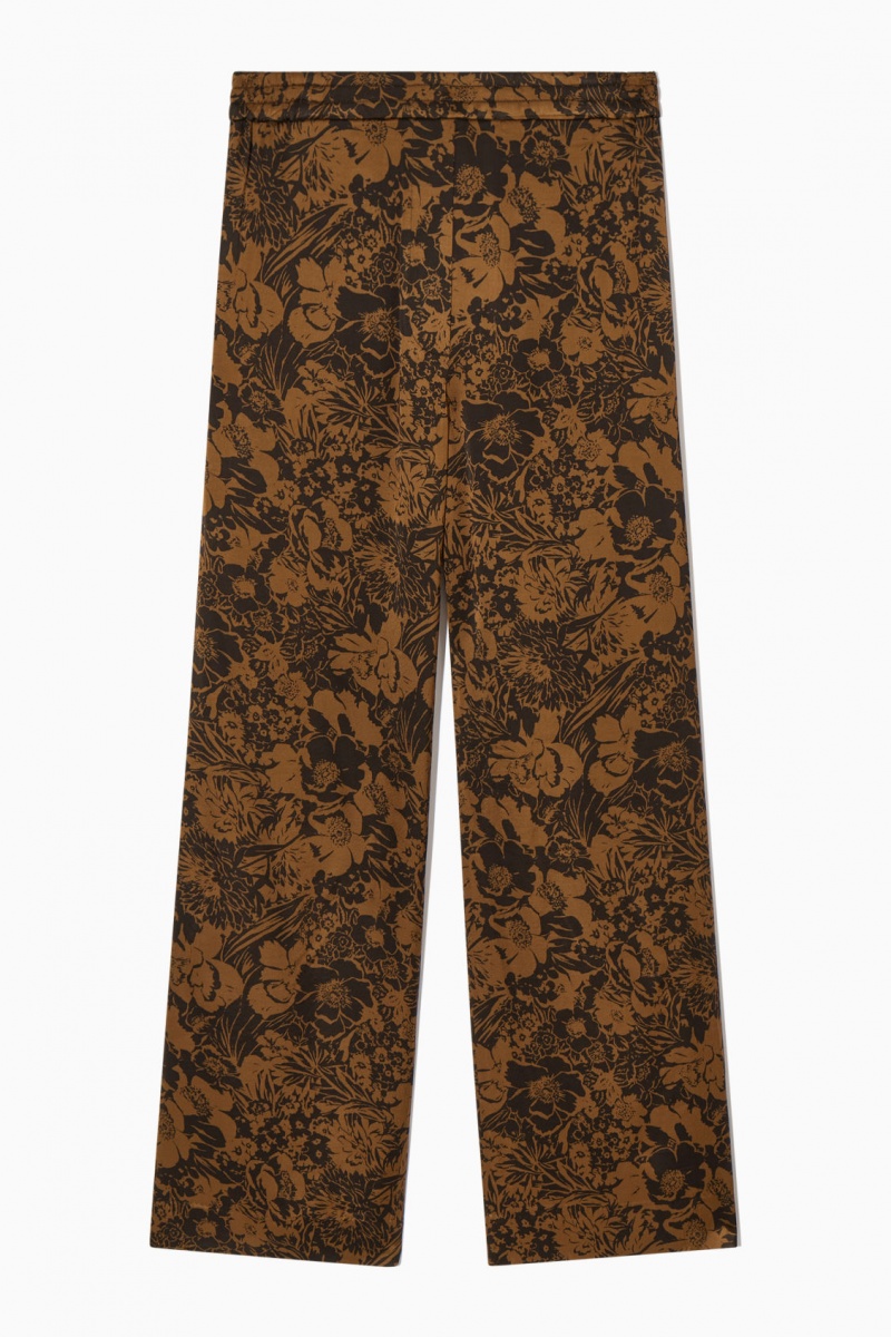 COS Széles Cipő-Leg Floral-Print Nadrág Női Barna Fekete | HLTY-30417