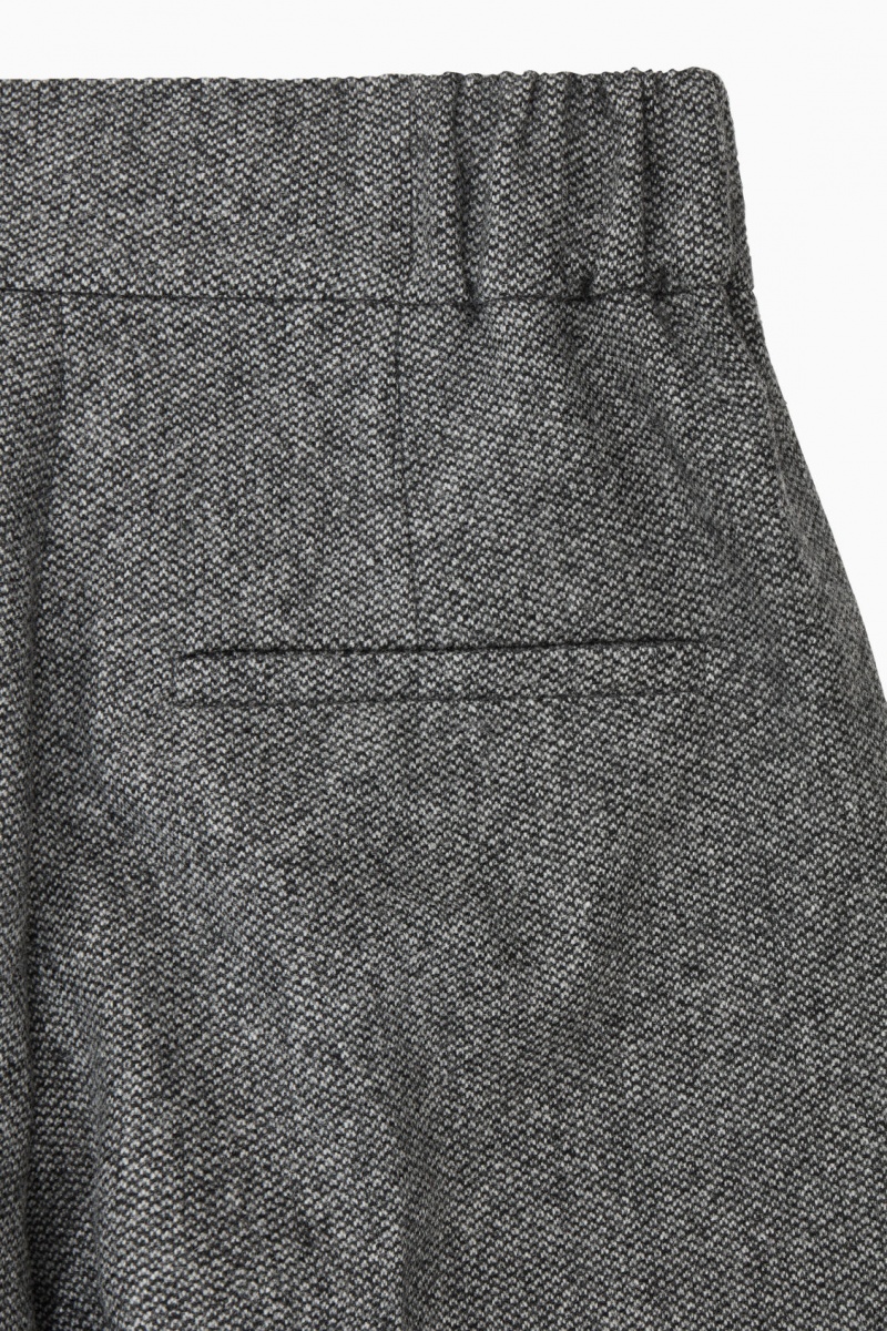 COS Tailored Gyapjú-Flannel Culottes Nadrág Női Fehér Fekete | NPXU-47521