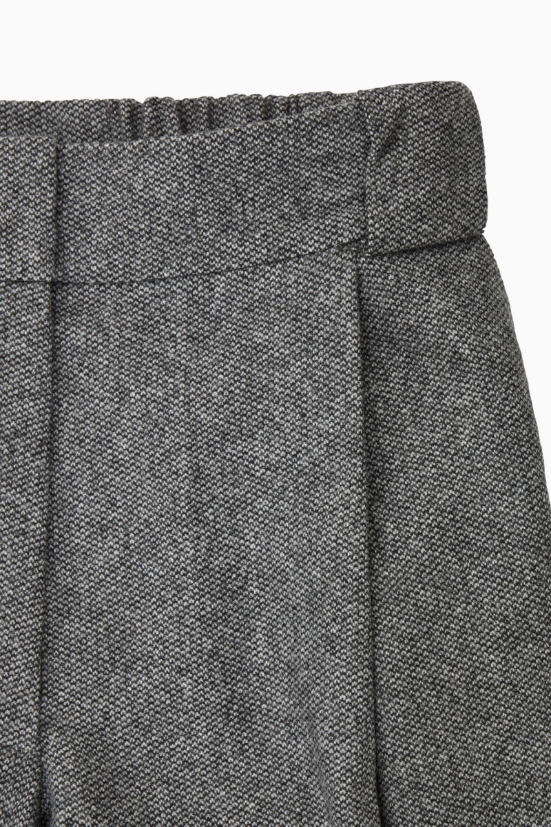 COS Tailored Gyapjú-Flannel Culottes Nadrág Női Fehér Fekete | NPXU-47521