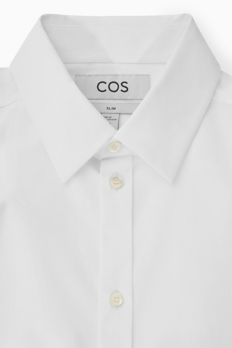 COS Tailored Poplin Slim Ingek Férfi Fehér | EQGB-45320