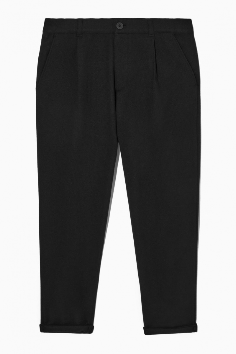 COS Tapered Gyapjú Chino Nadrág Férfi Fekete | OYCH-57402