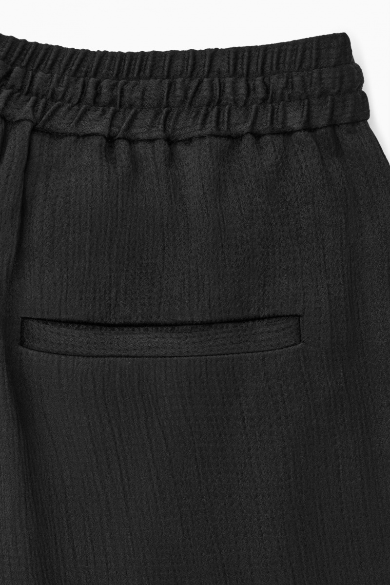 COS Textured Széles Cipő-Leg Drawstring Nadrág Női Fekete | CPTL-15428