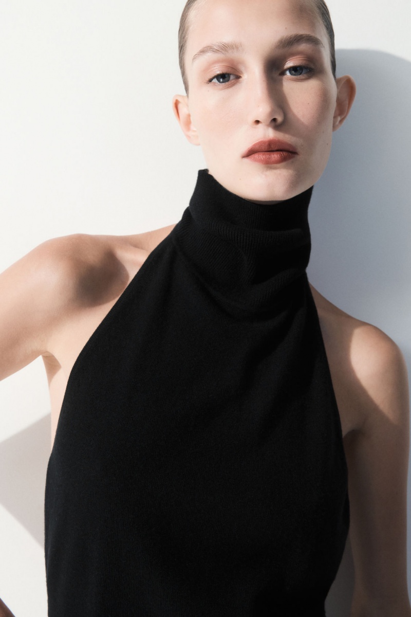 COS The Backless Cashmere Felsők Női Fekete | XJMG-73412