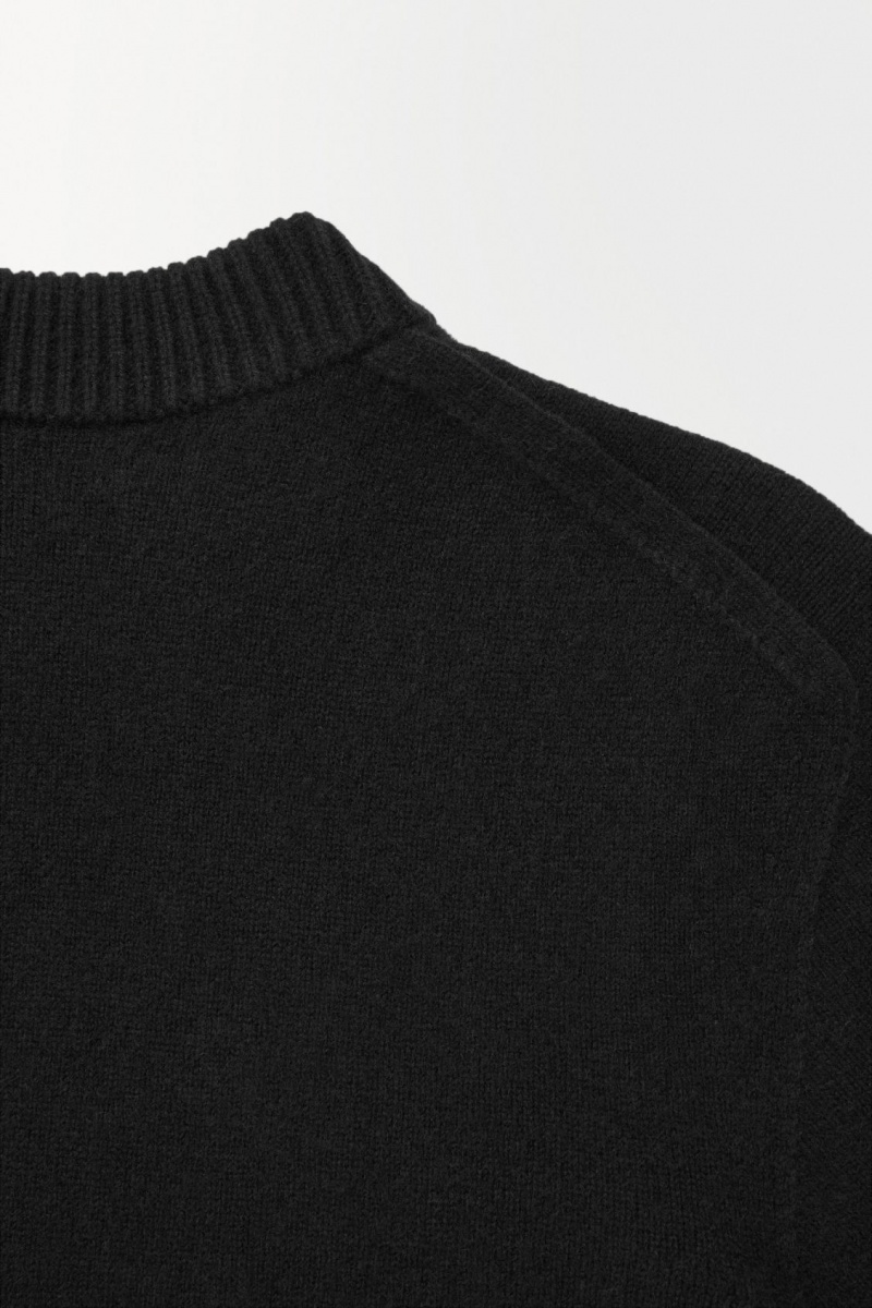 COS The Cashmere Crew-Neck Pulóverek Férfi Fekete | TKSB-59364