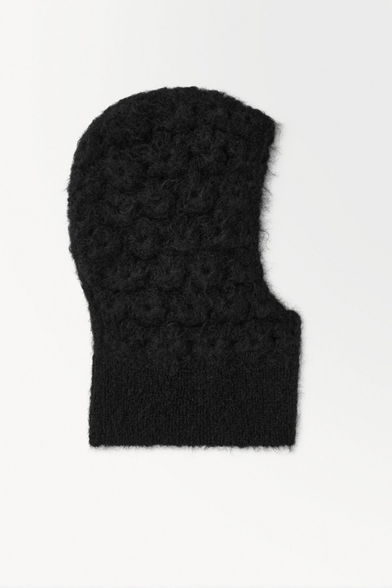 COS The Crochet-Knit Balaclava Kalap Női Fekete | WMRE-91728