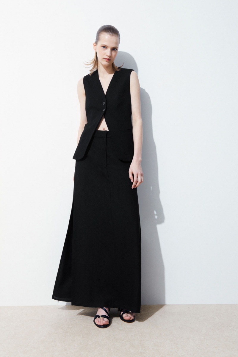 COS The High-Slit Maxi Pencil Szoknya Női Fekete | FBWL-17608