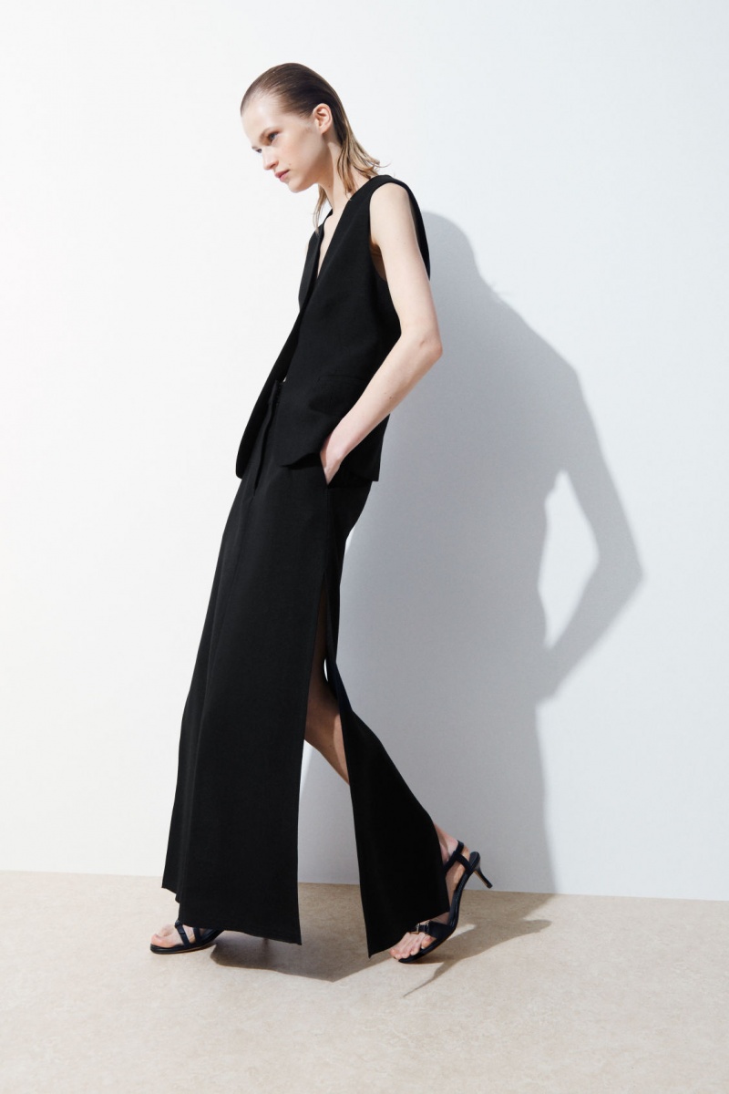 COS The High-Slit Maxi Pencil Szoknya Női Fekete | FBWL-17608