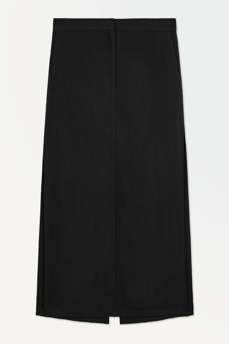 COS The High-Slit Maxi Pencil Szoknya Női Fekete | FBWL-17608