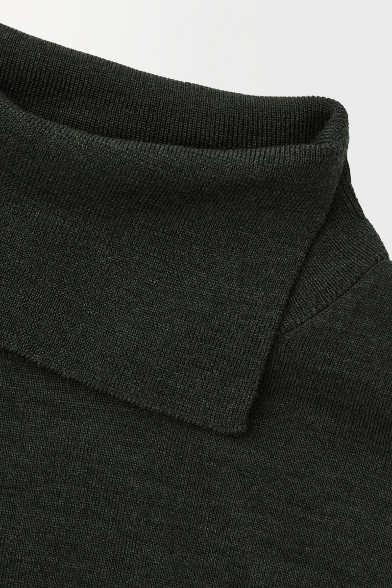 COS The Merino Gyapjú Roll-Neck Pulóverek Férfi Sötétzöld | PBLH-67509