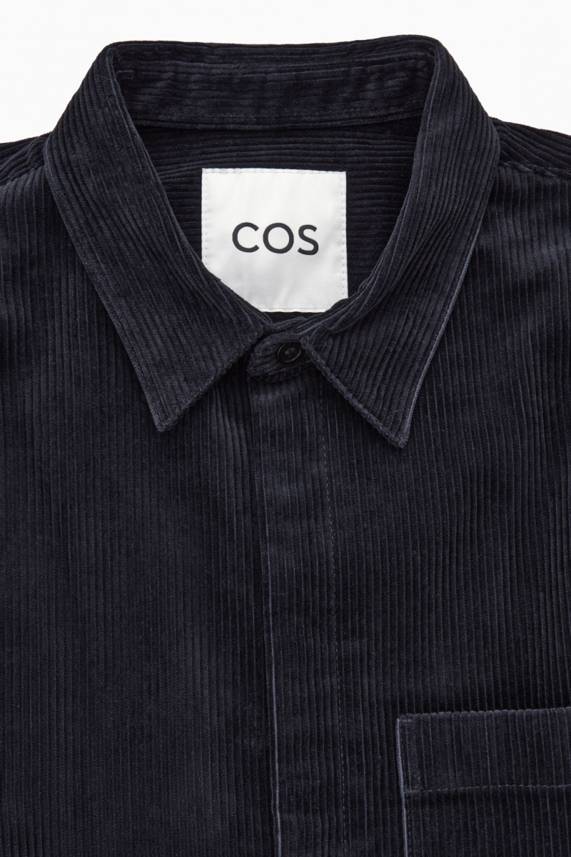 COS Utility-Stílusok Corduroy Overshirt Ingek Férfi Sötétkék | DFPL-94806