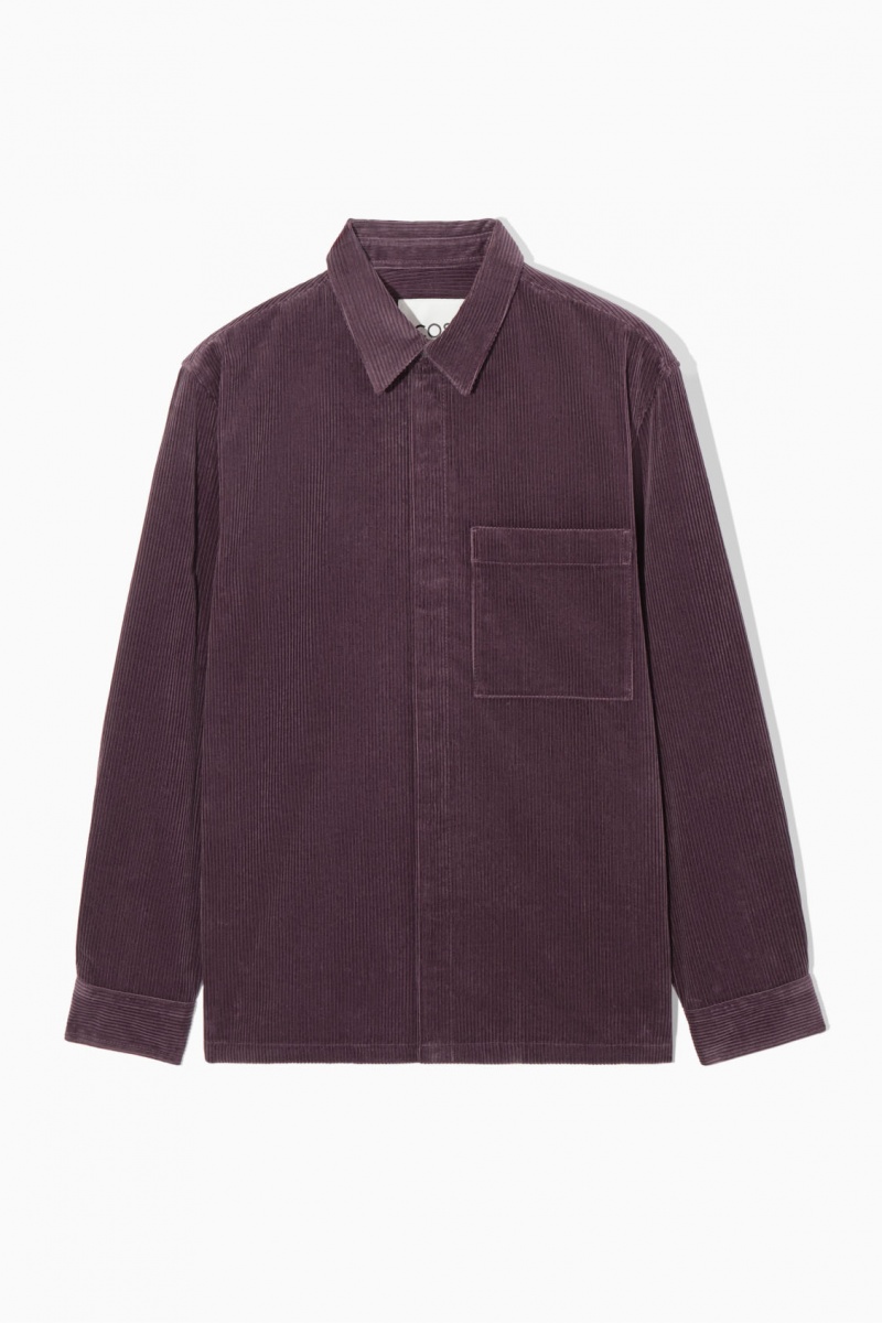 COS Utility-Stílusok Corduroy Overshirt Ingek Férfi Lila | WCTD-23190