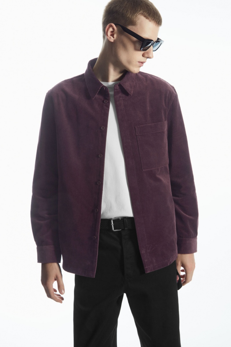 COS Utility-Stílusok Corduroy Overshirt Ingek Férfi Lila | WCTD-23190