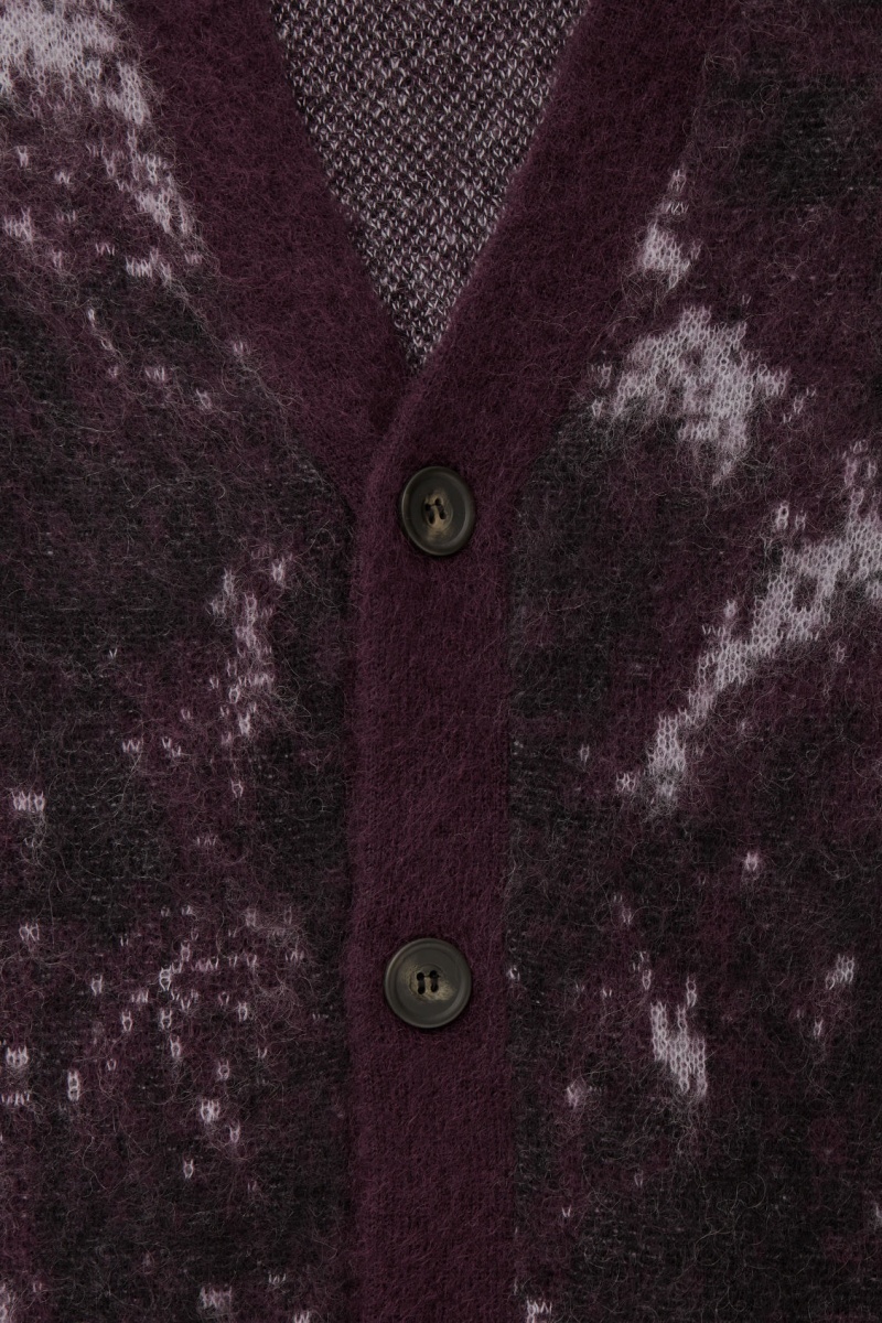 COS V-Neck Brushed Mohair-Blend Kardigán Férfi Bordó Fekete | KSDG-65018