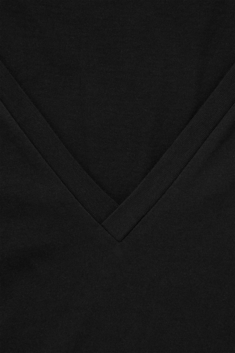 COS V-Neck Póló Női Fekete | KSUY-38297