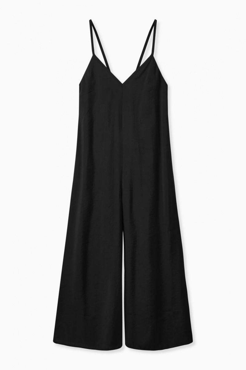 COS V-Neck Széles Cipő-Leg Jumpsuit Női Fekete | FEAC-80597