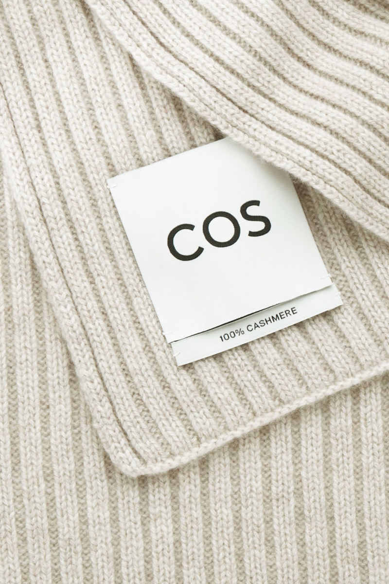 COS Vaskos Bordázott Pure Cashmere Sál Női Fehér | ZSIH-38764