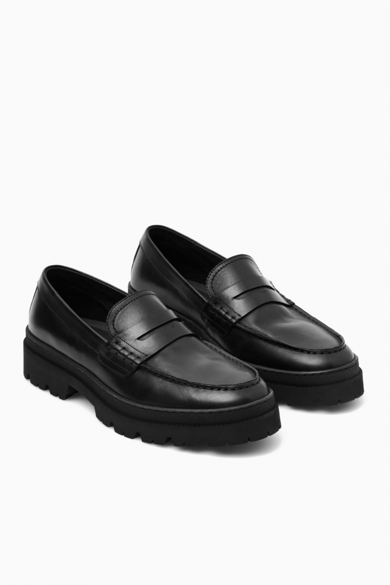 COS Vaskos Bőr Loafers Férfi Fekete | SPHV-54736