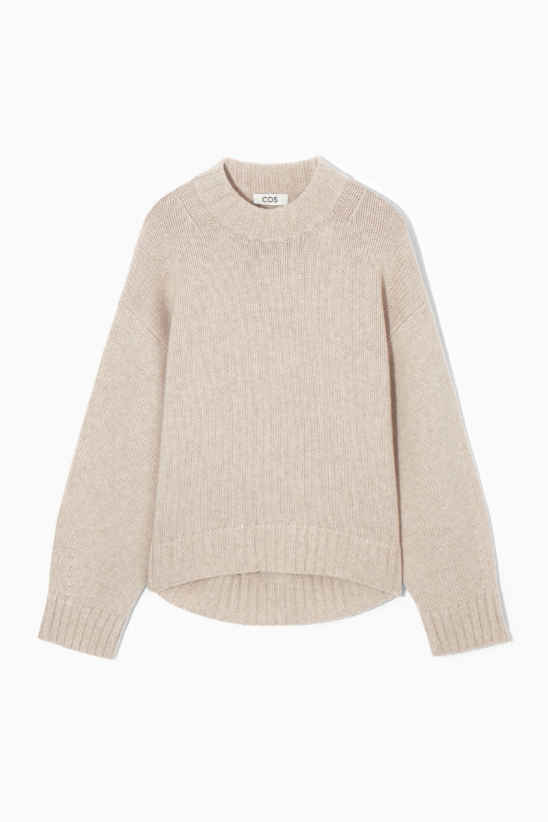 COS Vaskos Pure Cashmere Crew-Neck Jumpers Női Krém | LJKY-74283