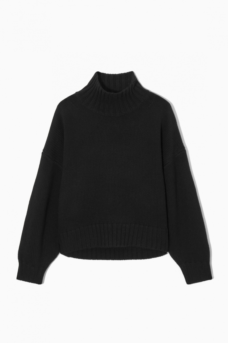 COS Vaskos Pure Cashmere Turtleneck Pulóverek Női Fekete | LRQP-25813