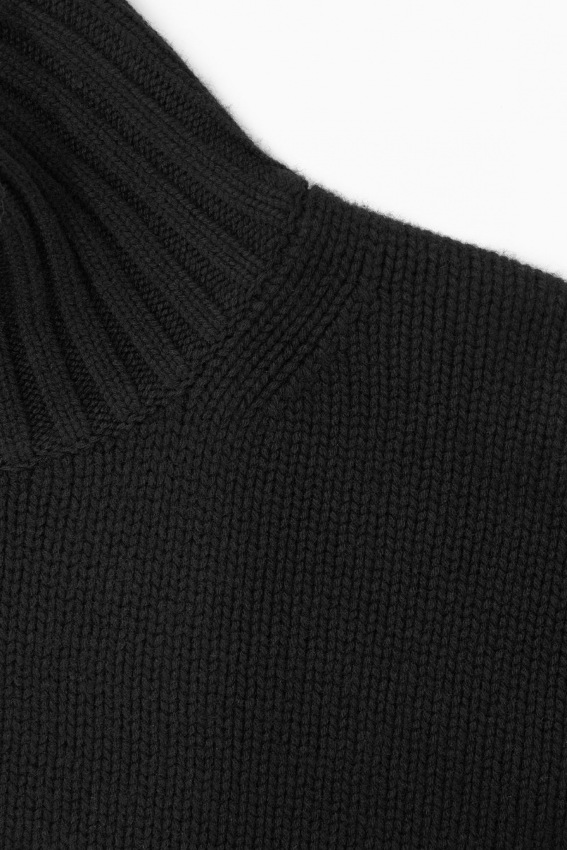 COS Vaskos Pure Cashmere Turtleneck Pulóverek Női Fekete | LRQP-25813