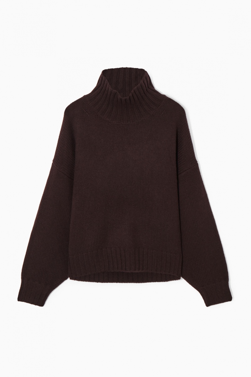 COS Vaskos Pure Cashmere Turtleneck Pulóverek Női Sötétbarna | YVEN-50982