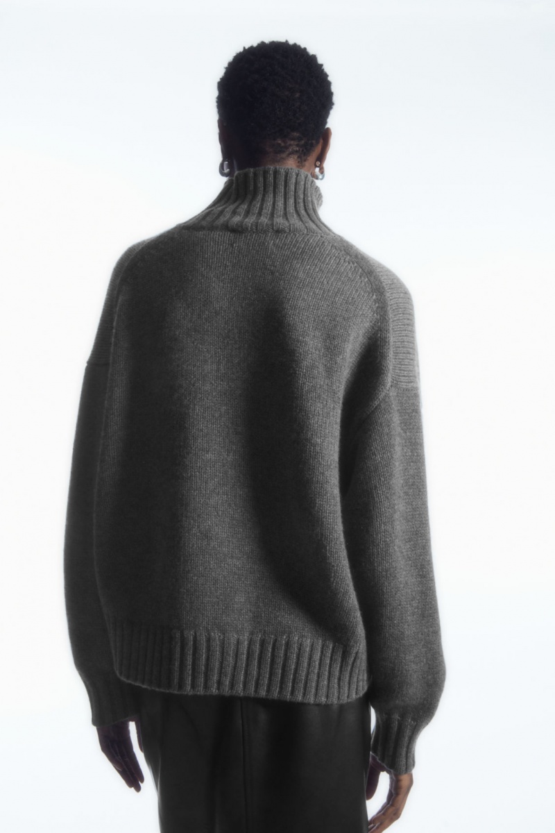 COS Vaskos Pure Cashmere Turtleneck Pulóverek Női Sötétszürke | ZWKM-81506