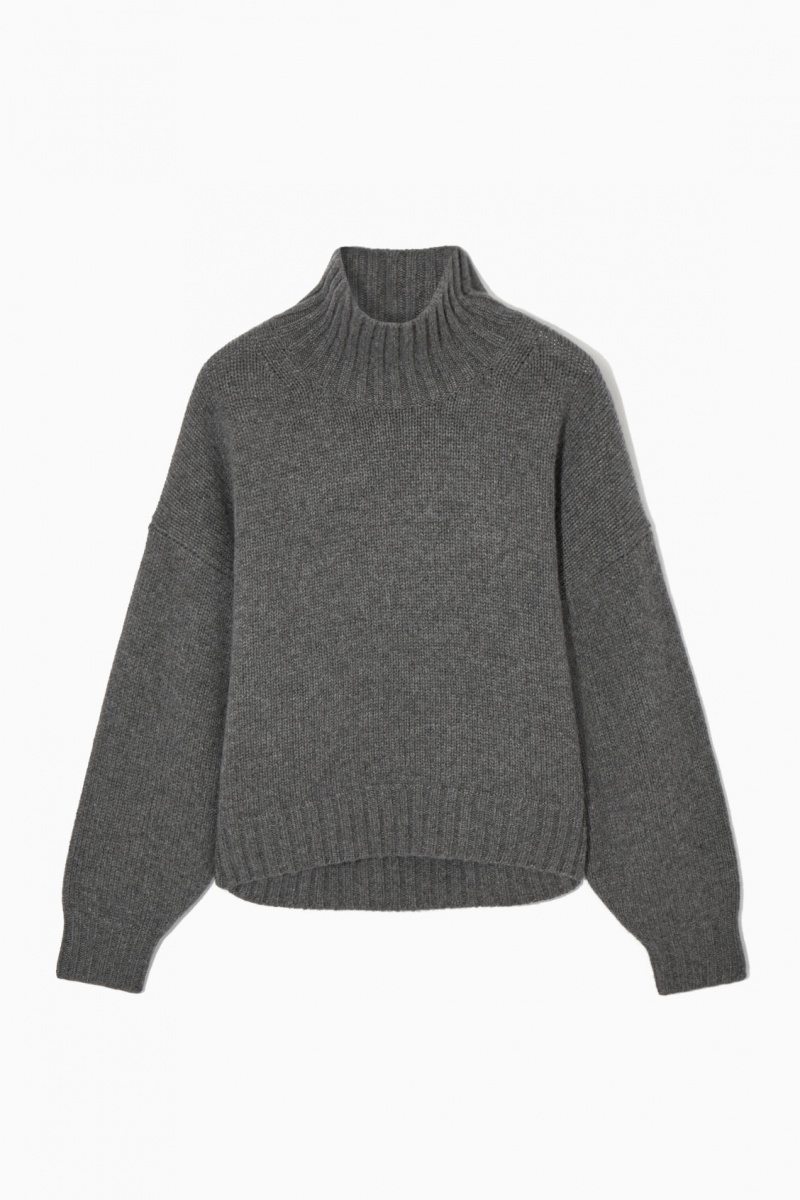 COS Vaskos Pure Cashmere Turtleneck Pulóverek Női Sötétszürke | ZWKM-81506