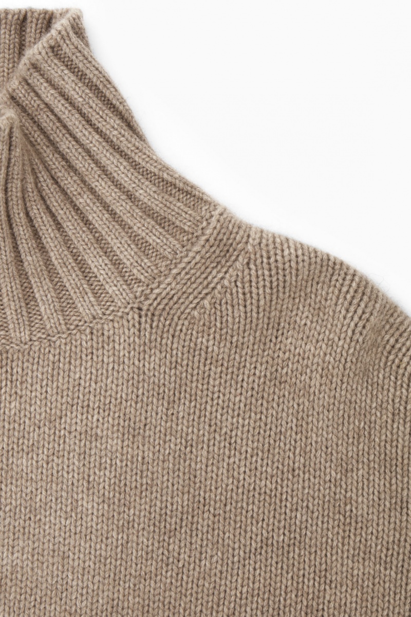 COS Vaskos Pure Cashmere Turtleneck Pulóverek Női Bézs | PBDE-84527