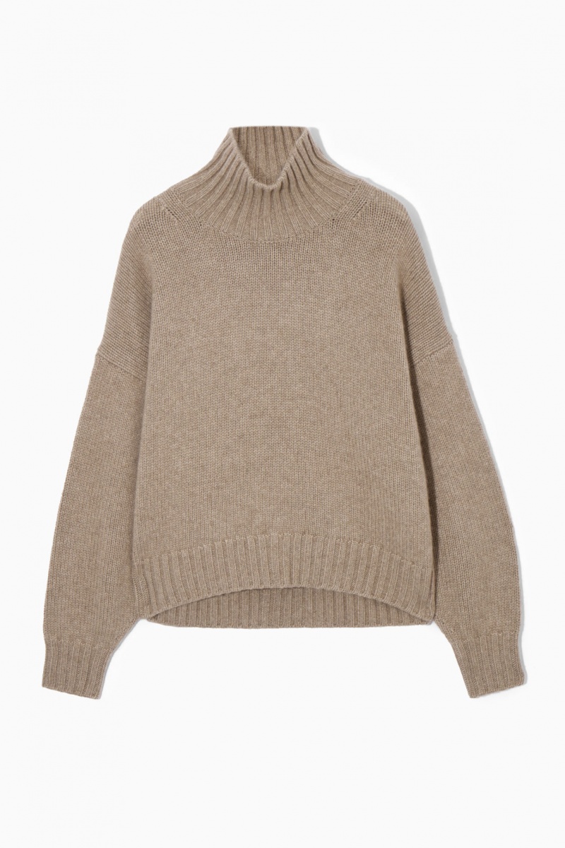 COS Vaskos Pure Cashmere Turtleneck Pulóverek Női Bézs | PBDE-84527