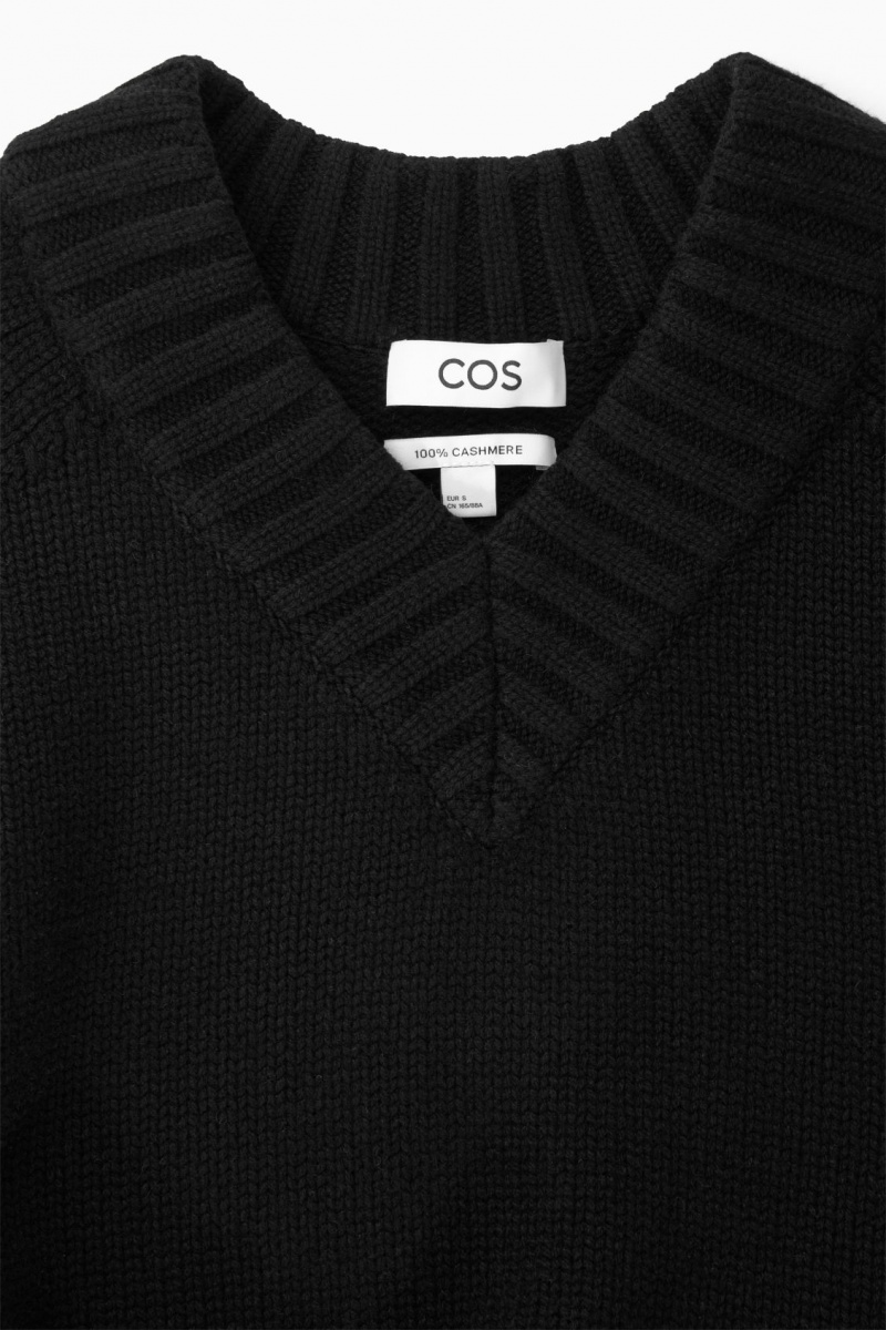 COS Vaskos Pure Cashmere V-Neck Jumpers Női Fekete | SGZW-78369